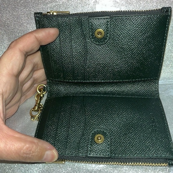 Coach Black Leather Wristlet with Gold Chain - Picture 4 of 6